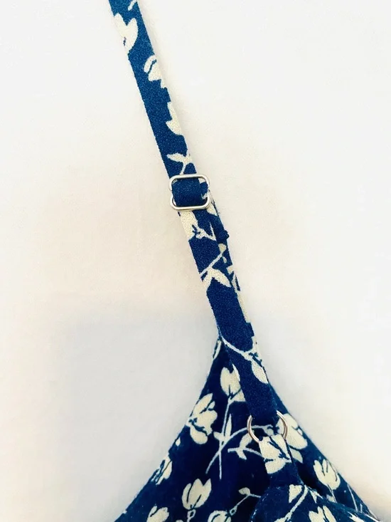 Reformation Navy Floral Slip Dress with Side Slit - Picture 6 of 7